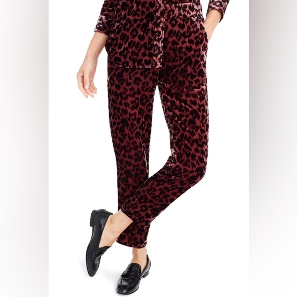 J. Crew Red Leopard Print Cropped Pants